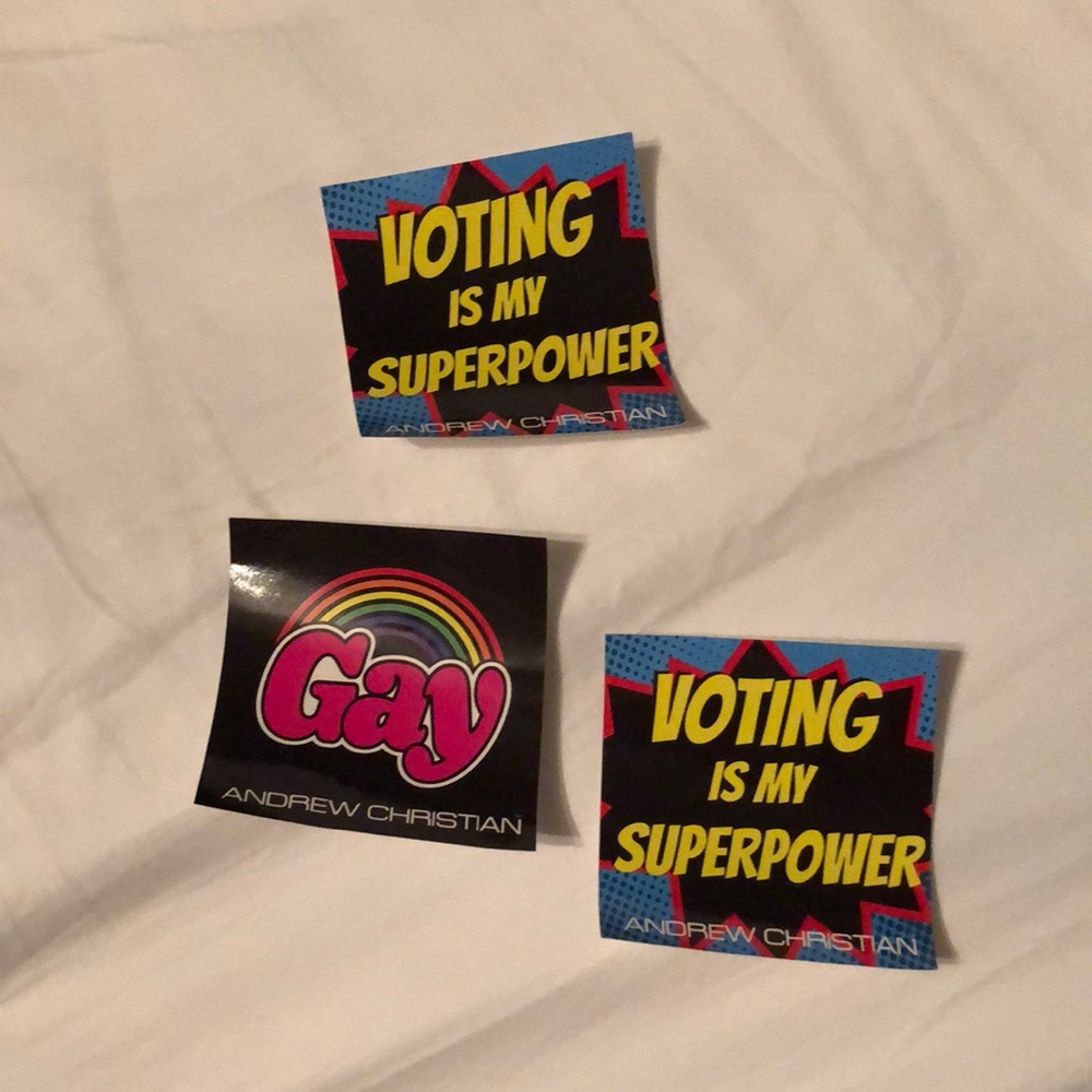 3 Large Andrew Christian Stickers